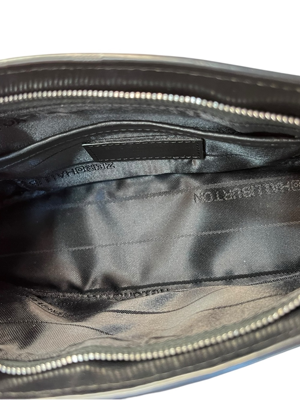 Zero Halliburton Black Leather Crescent Shoulder Bag Minimalist Y2K Rare - Picture 5 of 10